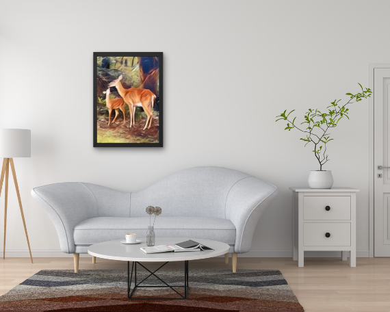 Kissing Deer Art Print