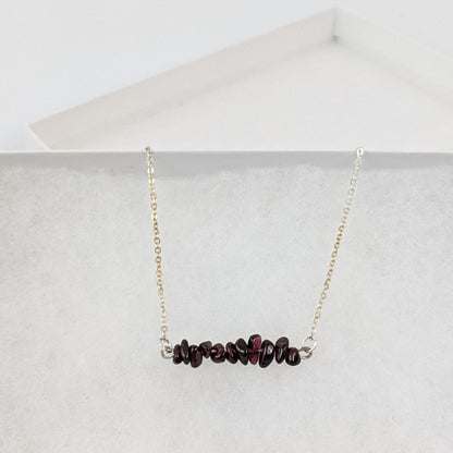 Garnet Bar Necklace and Dangle Earrings Set