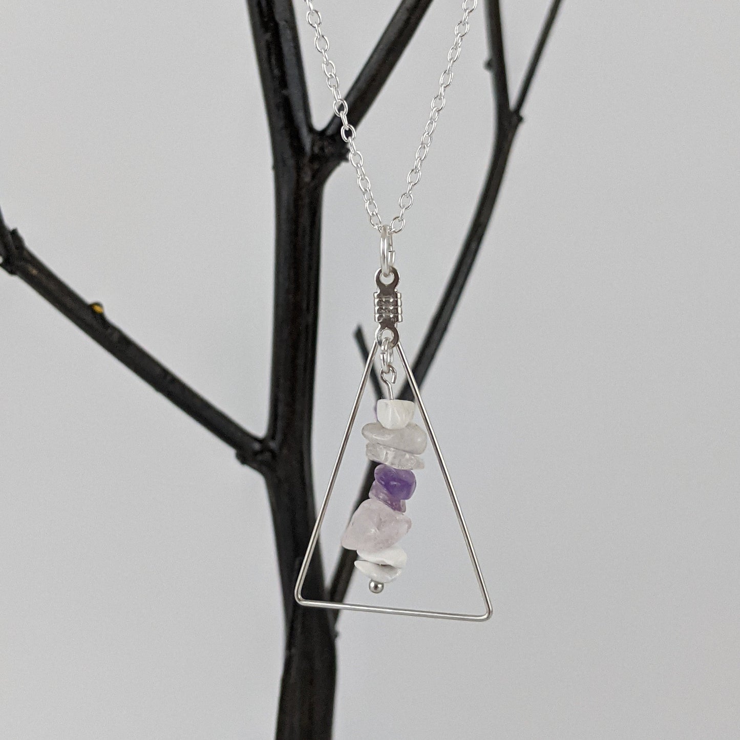 Good Vibes: Intention and Alignment Triangle Pendant and Dangle Earrings Set