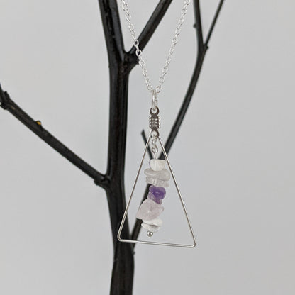 Good Vibes: Intention and Alignment Triangle Pendant and Dangle Earrings Set