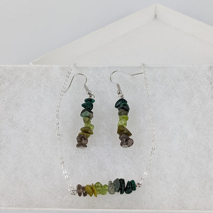 Good Vibes: Transformation and Manifestation Bar Necklace and Dangle Earrings Set