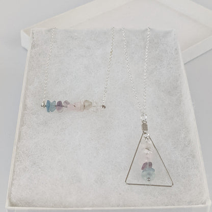Good Vibes: Love and Healing Bar and Triangle Pendant Necklace Set