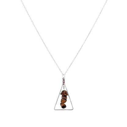 Tiger Eye Triangle Pendant Necklace