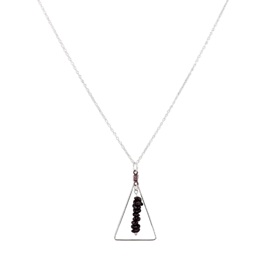 Garnet Triangle Pendant Necklace