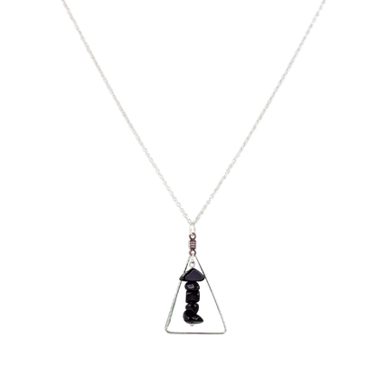 Black Agate Triangle Pendant Necklace