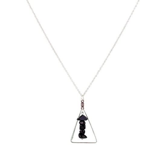Black Agate Triangle Pendant Necklace