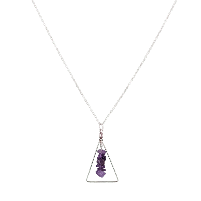 Amethyst Triangle Pendant Necklace