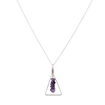 Amethyst Triangle Pendant Necklace