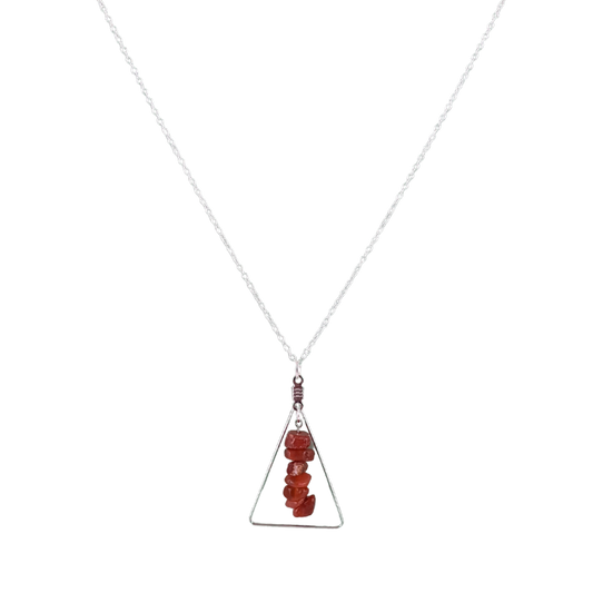 Red Carnelian Triangle Pendant Necklace