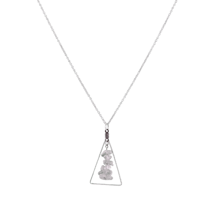 Crystal Quartz Triangle Pendant Necklace