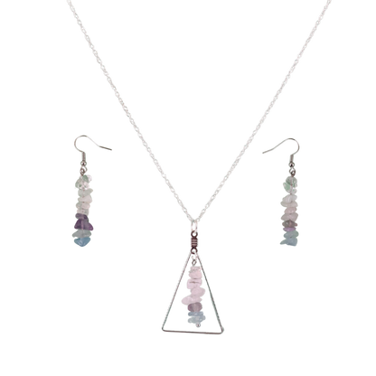Cancer Triangle Pendant and Dangle Earring Set