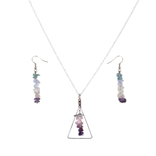 Good Vibes: Protection and Peace Triangle Pendant and Earring Set