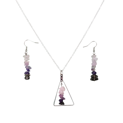 Virgo Triangle Pendant Necklace and Dangle Earrings Set