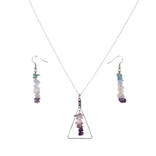 Capricorn Triangle Pendant and Earring Set