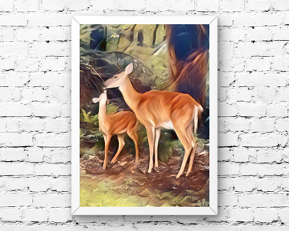 Kissing Deer Art Print