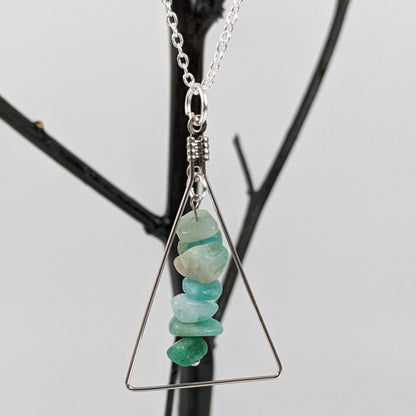 Amazonite Bar and Triangle Pendant Necklace Set