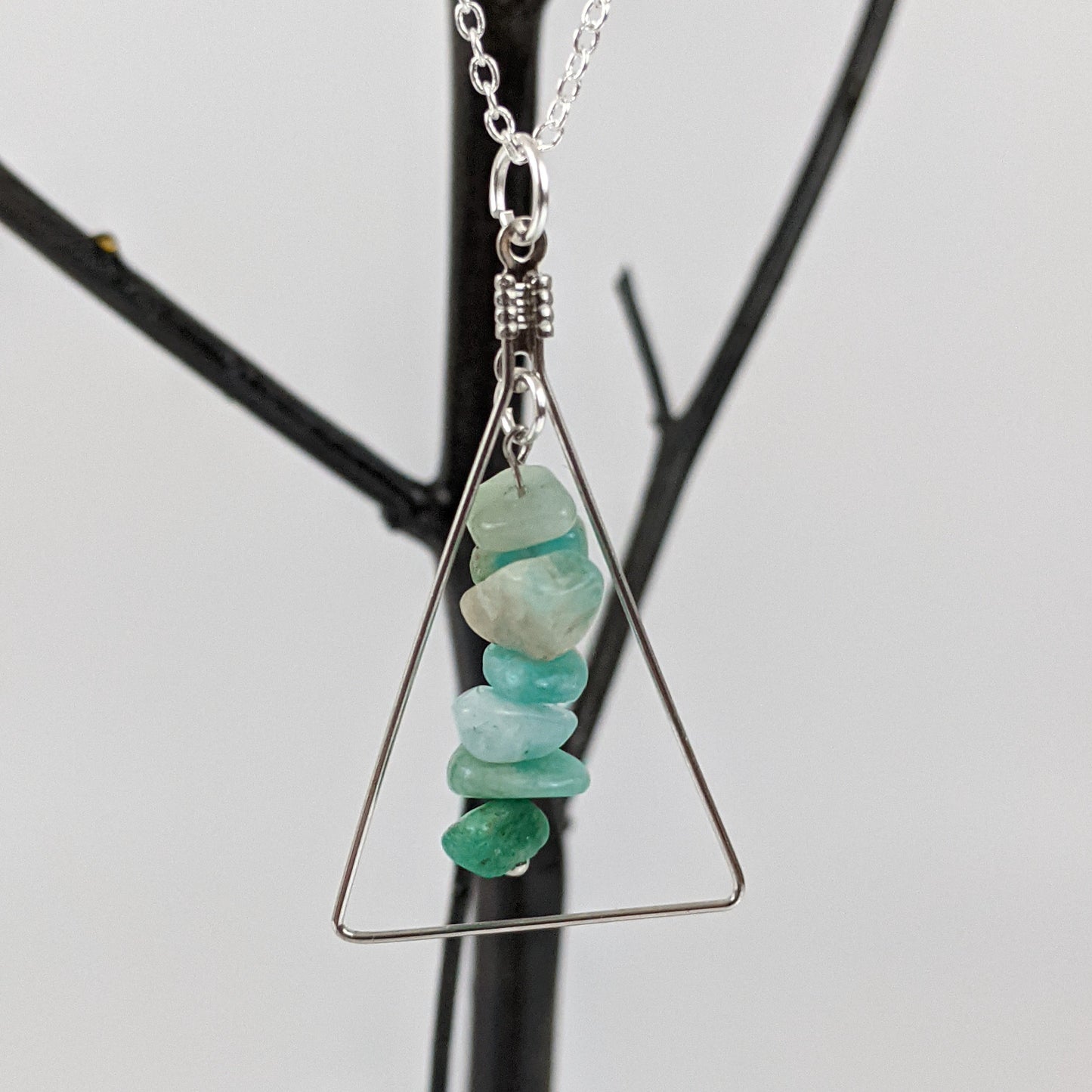 Amazonite Triangle Pendant Necklace