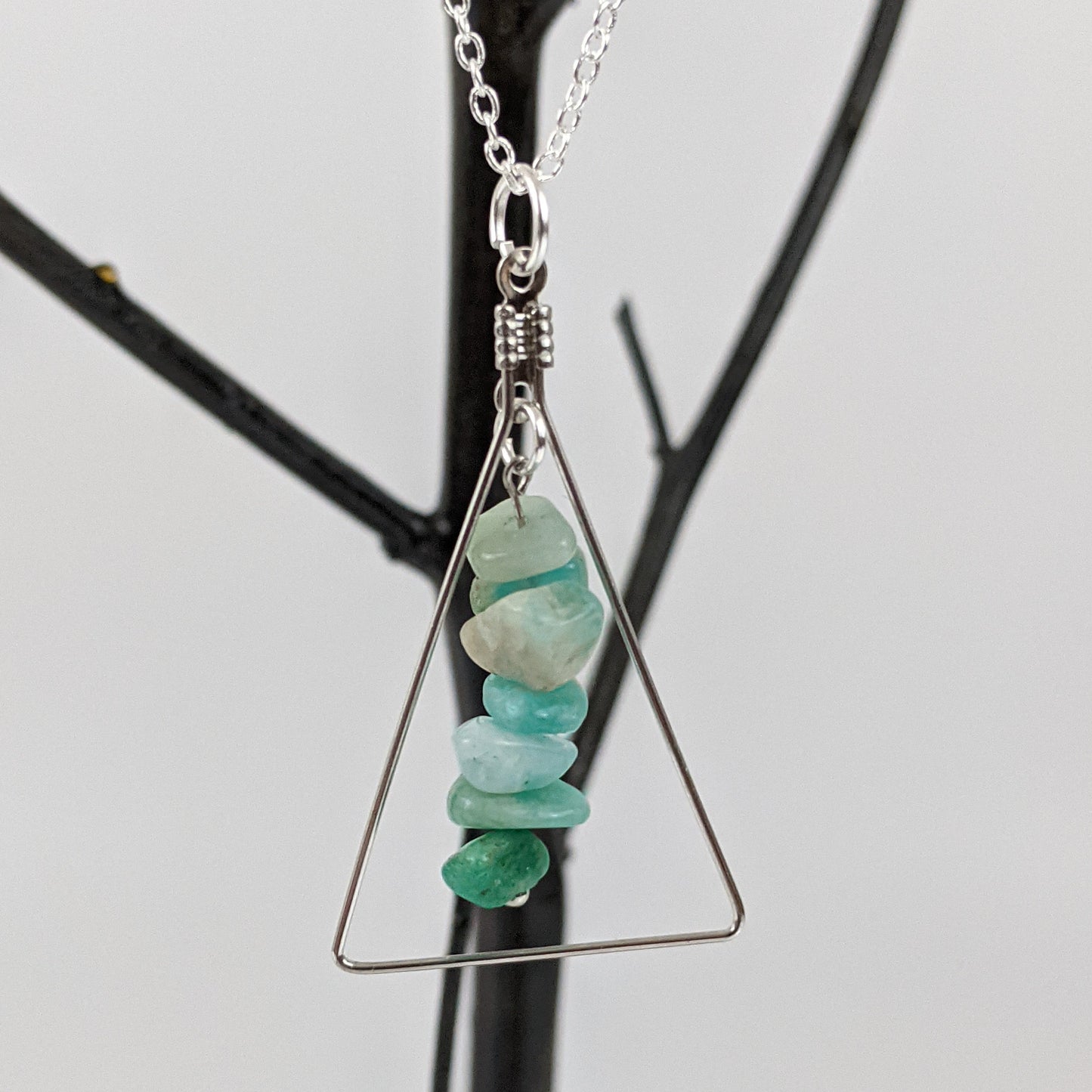 Amazonite Triangle Pendant and Dangle Earring Set