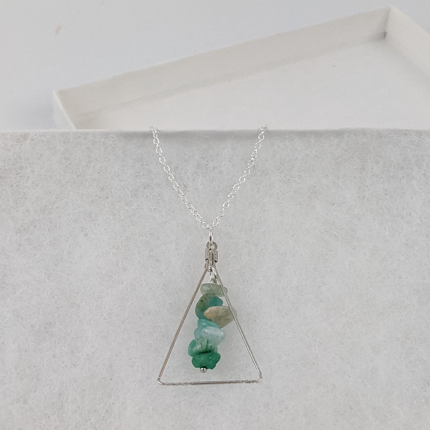 Amazonite Triangle Pendant Necklace