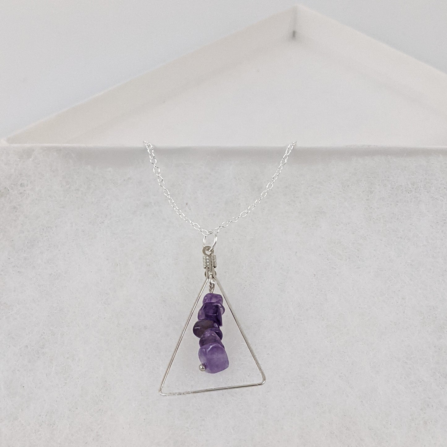 Amethyst Triangle Pendant Necklace