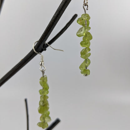 Peridot Triangle Pendant and Dangle Earrings Set