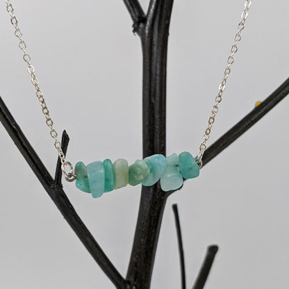 Amazonite Bar Necklace and Dangle Earrings Set