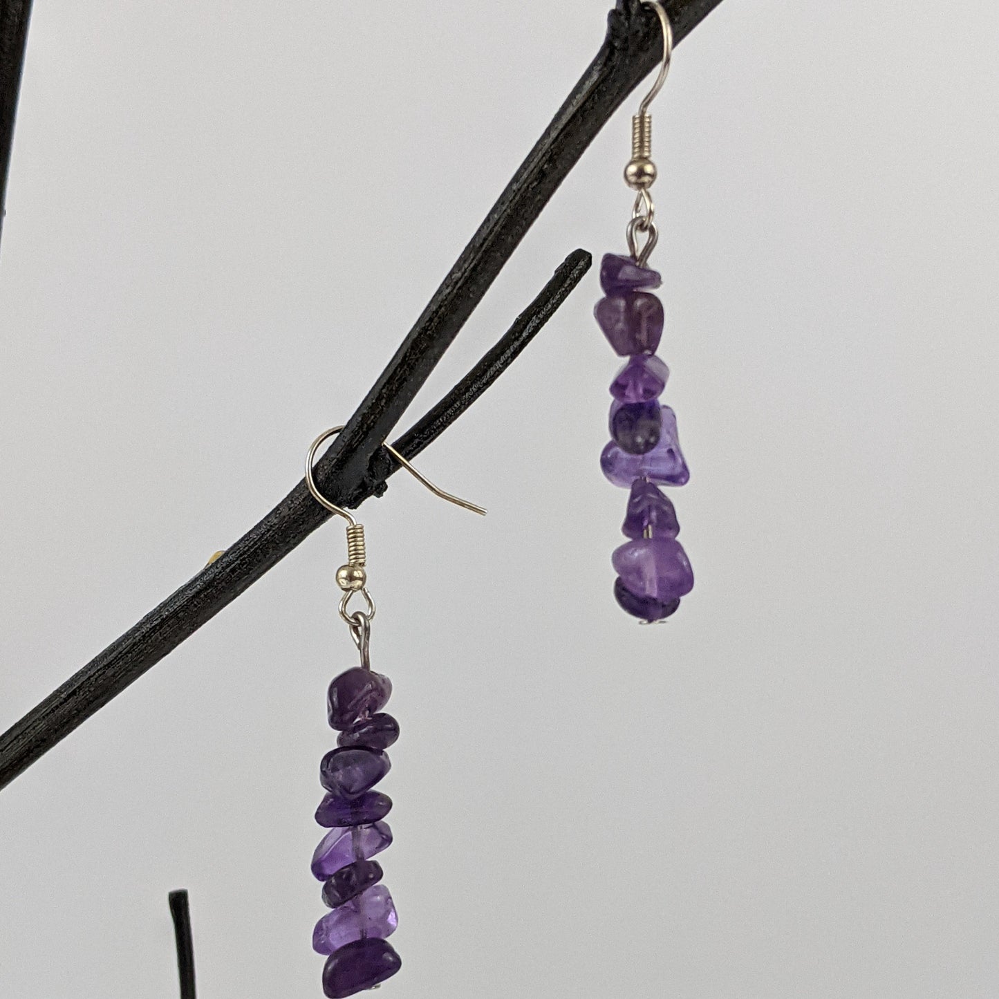 Amethyst Bar Necklace and Dangle Earrings Set