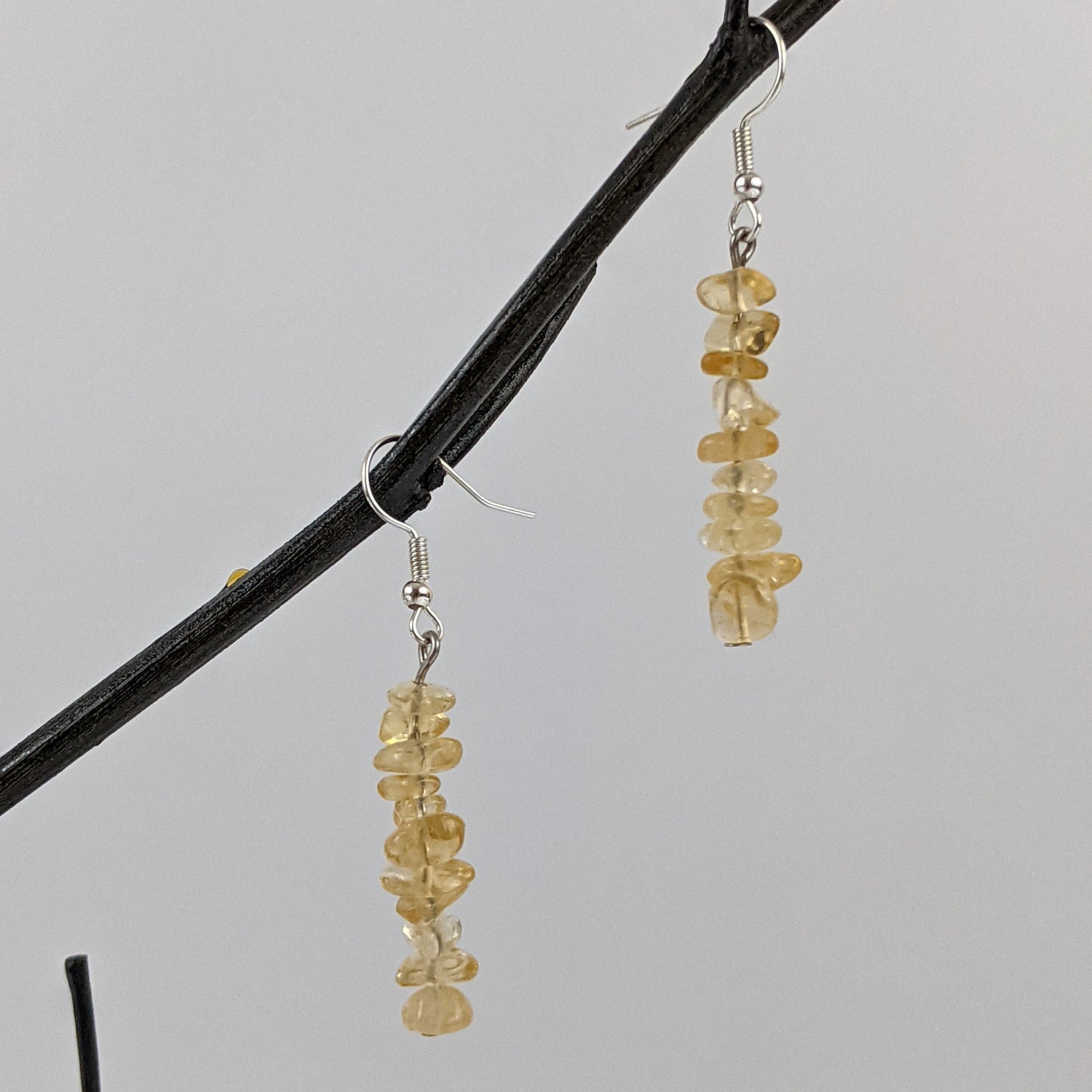 Citrine Triangle Pendant and Dangle Earrings Set