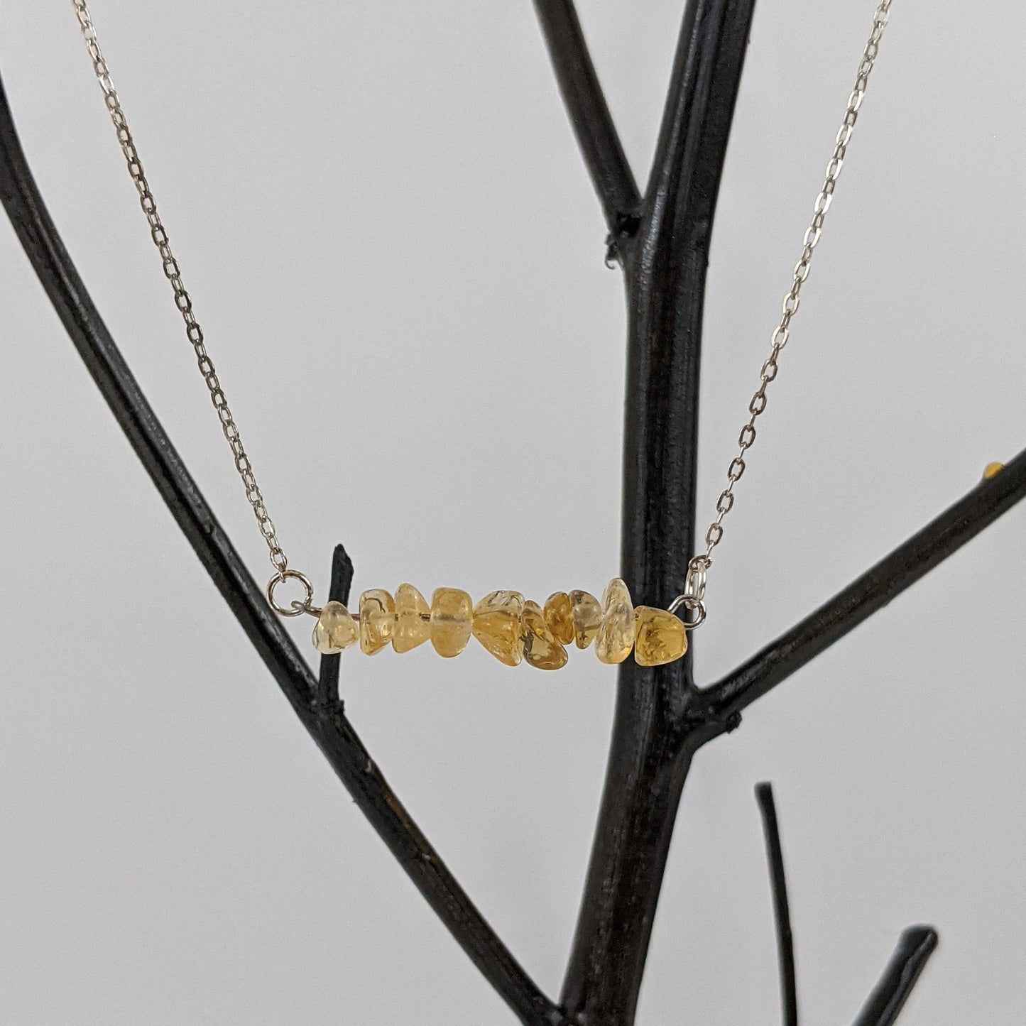 Citrine Bar and Triangle Pendant Necklace Set