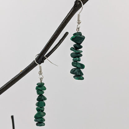 Malachite Triangle Pendant and Dangle Earrings Set