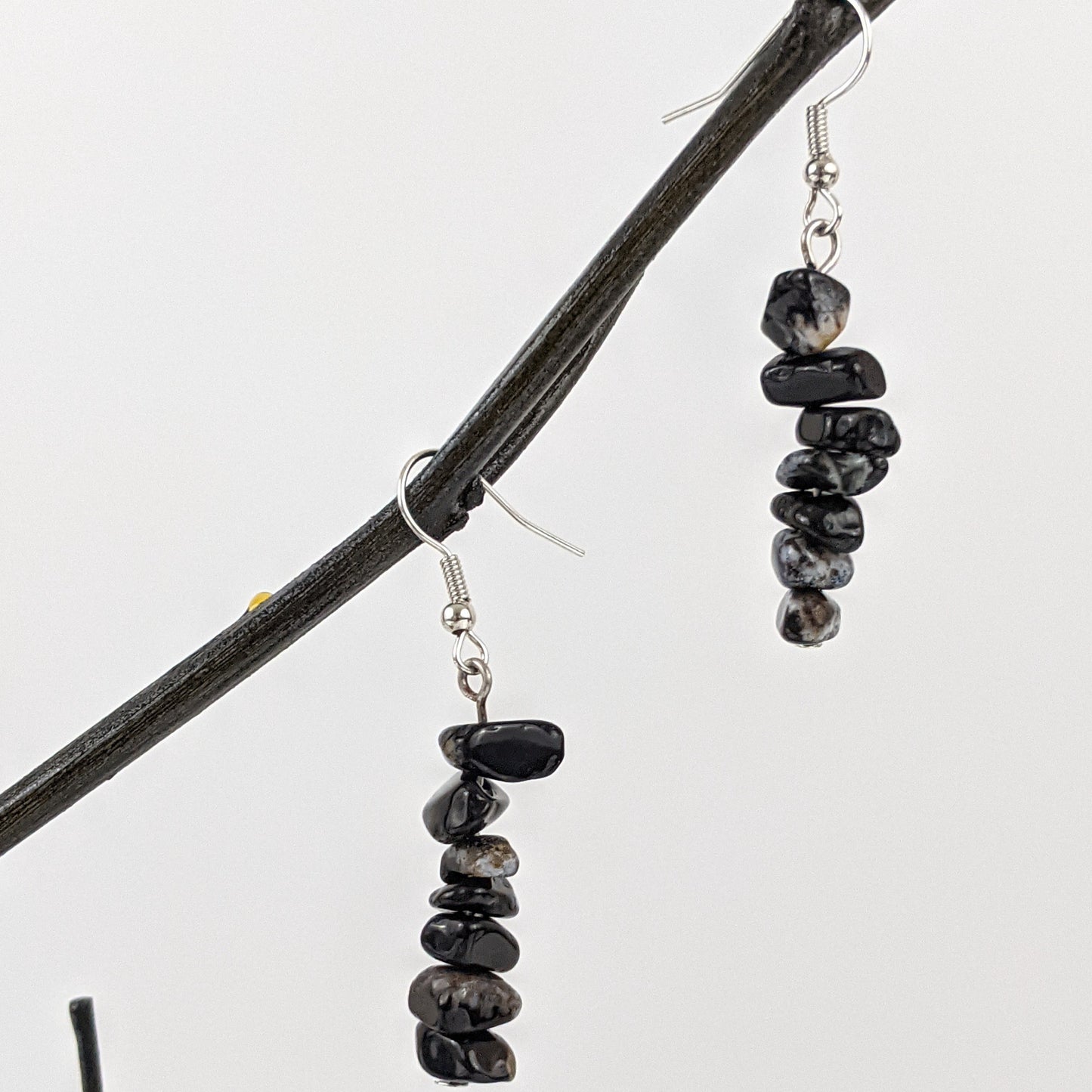 Black Agate Dangle Earrings