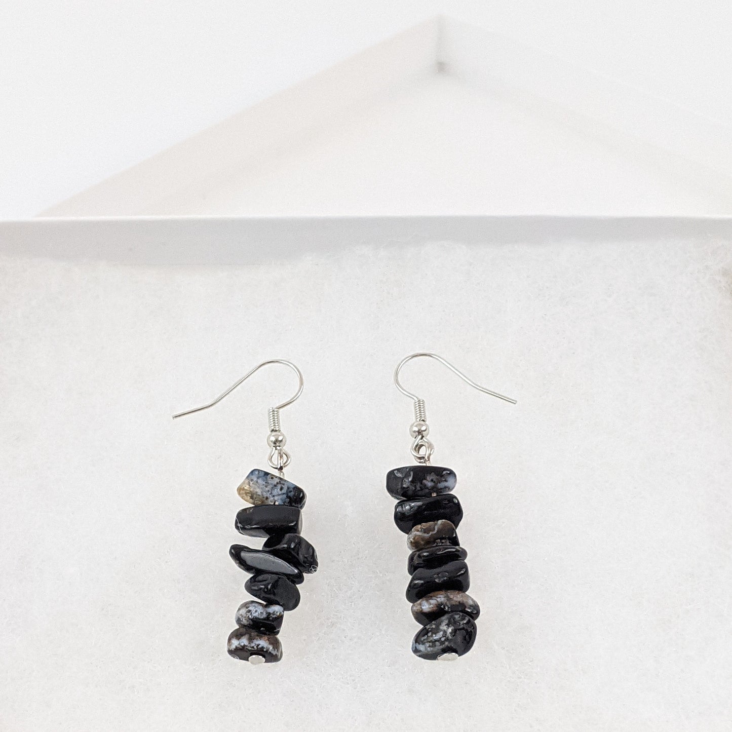 Black Agate Dangle Earrings