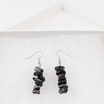 Black Agate Dangle Earrings