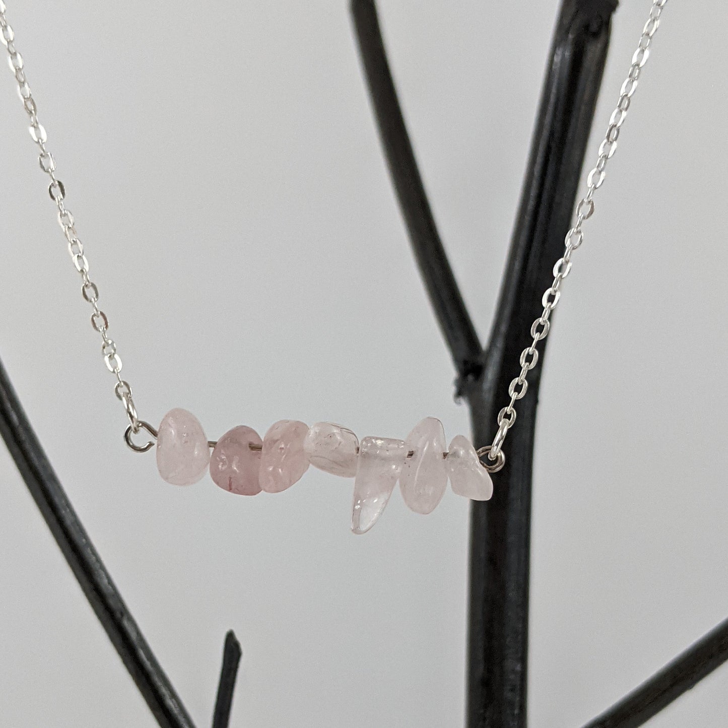 Rose Quartz Bar Necklace