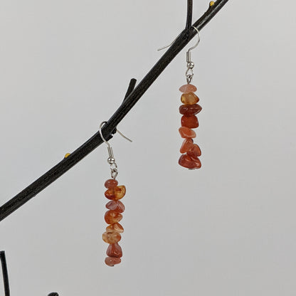 Red Carnelian Triangle Pendant and Dangle Earrings Set