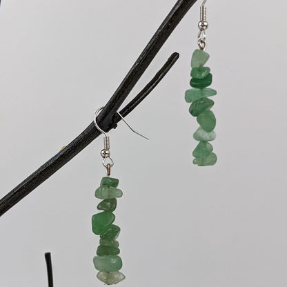 Aventurine Triangle Pendant and Dangle Earrings Set