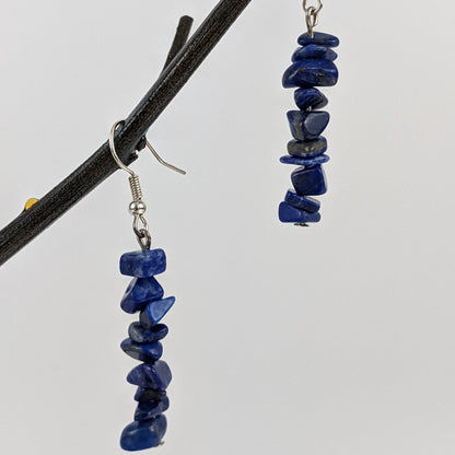 Lapis Lazuli Triangle Pendant and Dangle Earrings Set