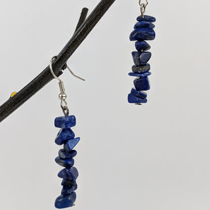 Lapis Lazuli Bar Necklace and Dangle Earrings Set