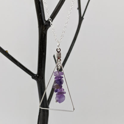 Amethyst Triangle Pendant Necklace