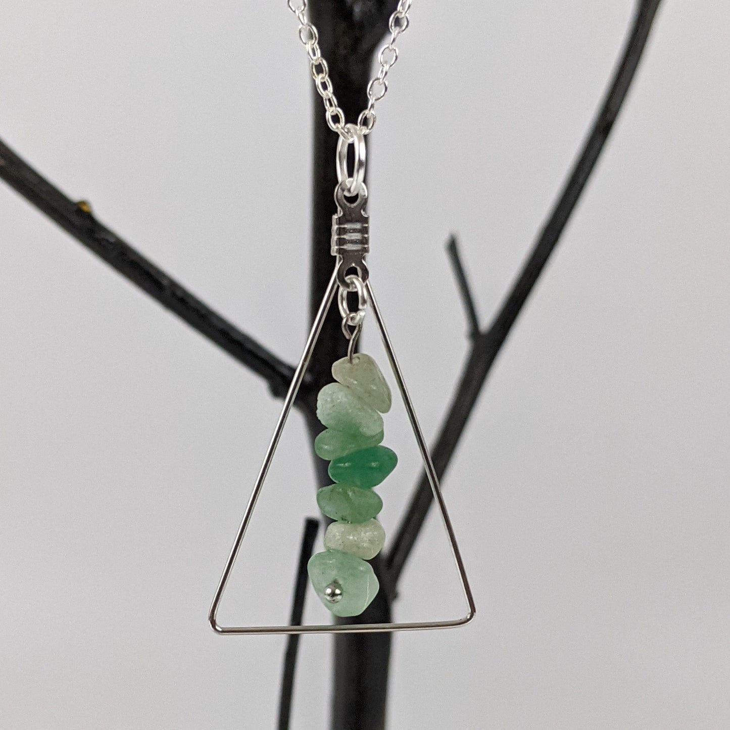 Aventurine Bar and Triangle Pendant Necklace Set