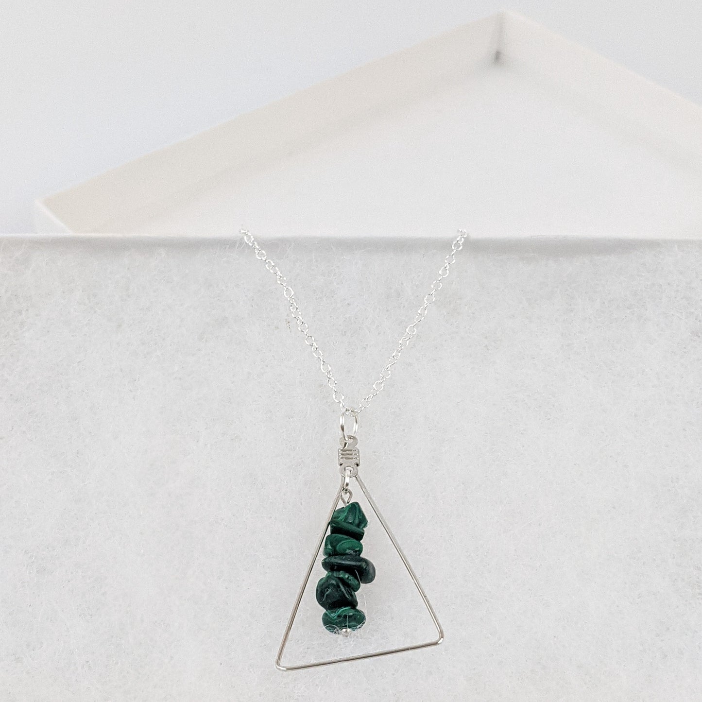 Malachite Triangle Pendant Necklace