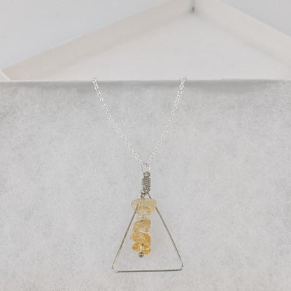 Citrine Triangle Pendant Necklace