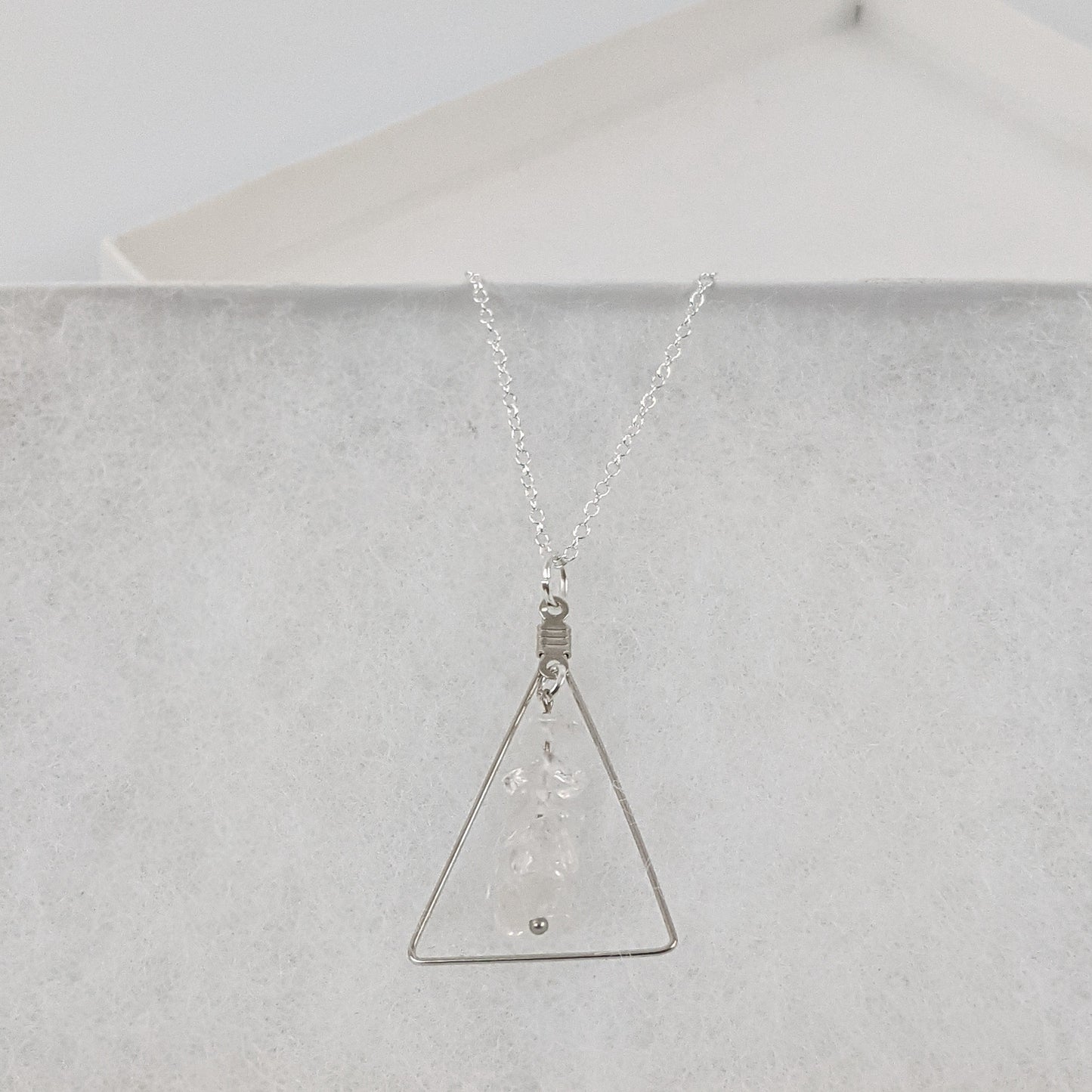 Crystal Quartz Triangle Pendant Necklace