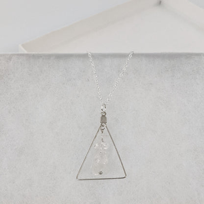 Crystal Quartz Triangle Pendant Necklace