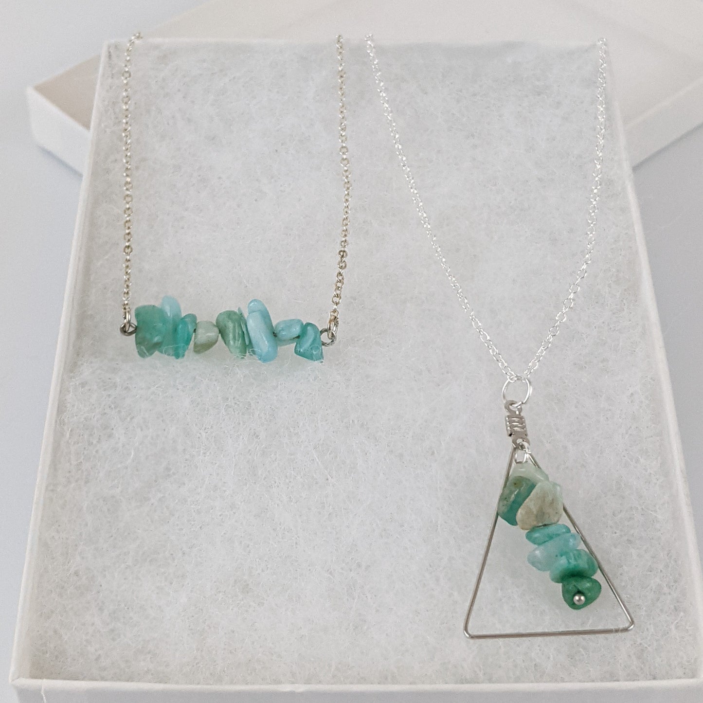 Amazonite Bar and Triangle Pendant Necklace Set