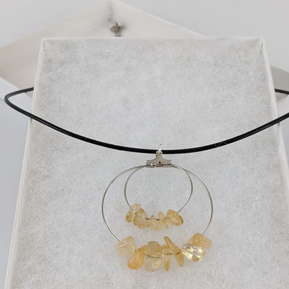 Citrine Double Circle Pendant Necklace