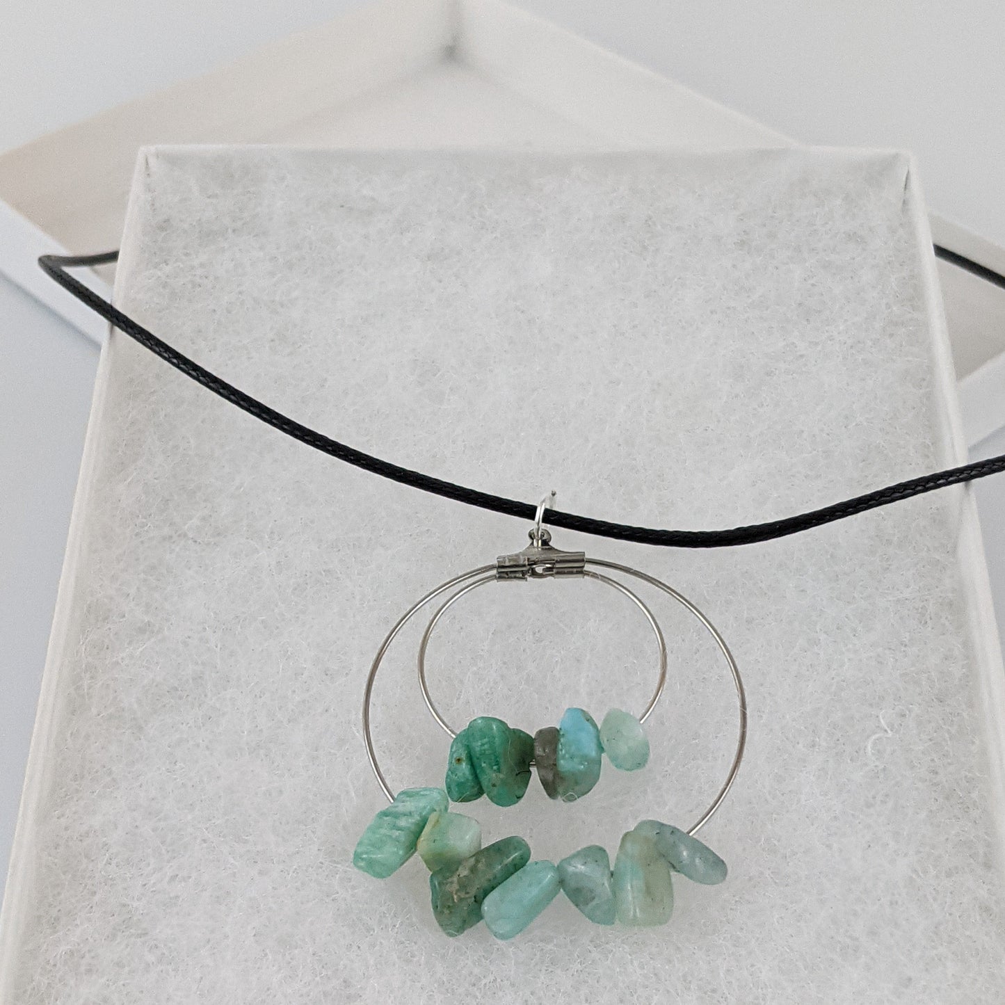 Amazonite Double Circle Pendant Necklace