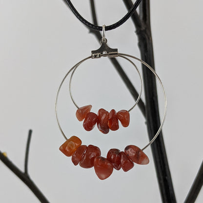 Red Carnelian Double Circle Pendant Necklace