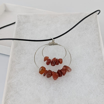 Red Carnelian Double Circle Pendant Necklace
