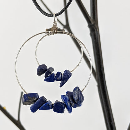 Lapis Lazuli Double Circle Pendant Necklace